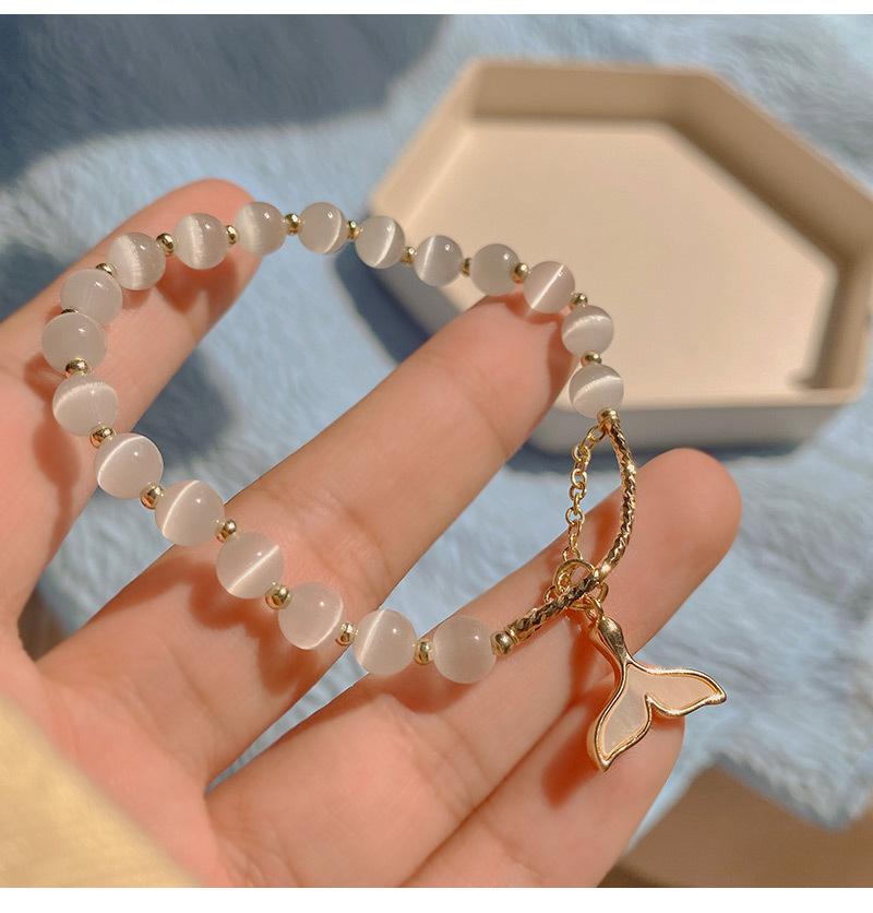 Real Gold Electroplated Opal Fish Tail Pendant Bracelet, Korean Bracelet Temperament Bracelet, Opal Bracelet, Female Does Not Fade
