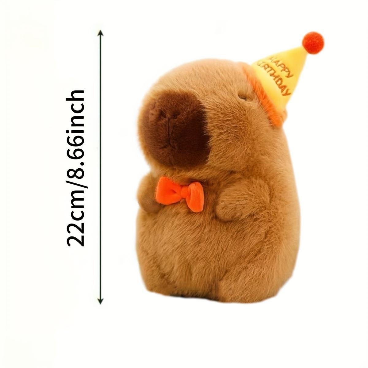 

Очаровательная плюшевая игрушка капибара с праздничной шапочкой и галстуком-бабочкой – мягкая игрушка для собак всех пород, идеальный компаньон для игр в помещении коричневый