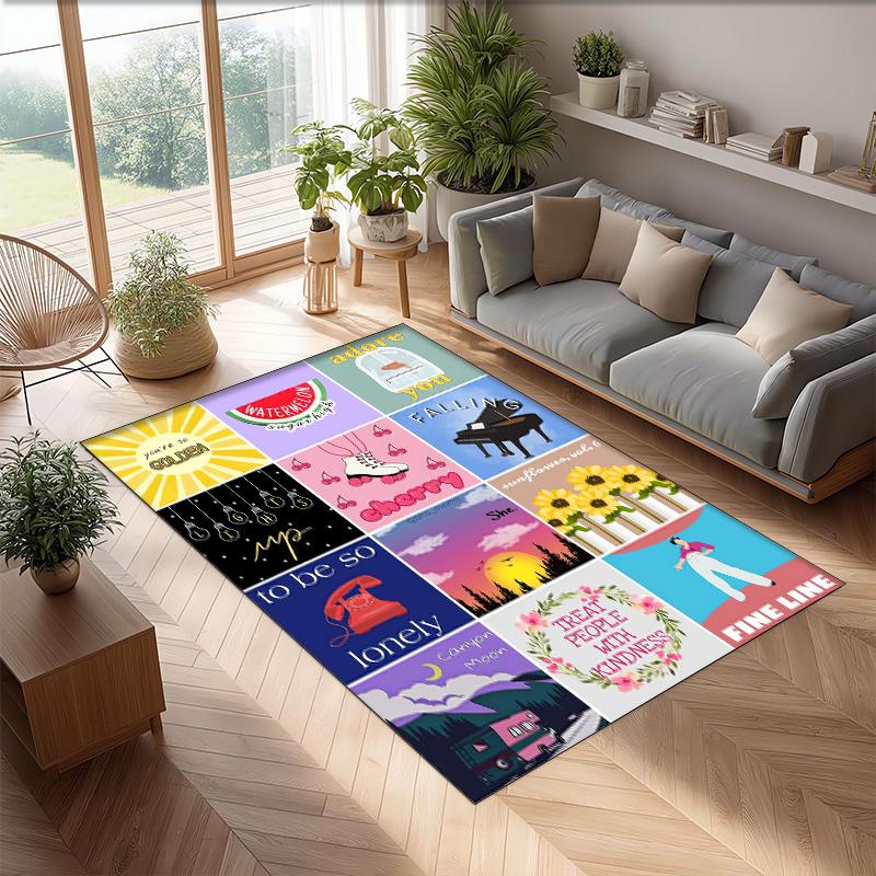 Weicher Kristall-Samt-Bodenläufer, Harry Styles Anti-Rutsch Dekorativer Teppich, Plüsch-Bereichsmatte für Indoor-Heimdekoration