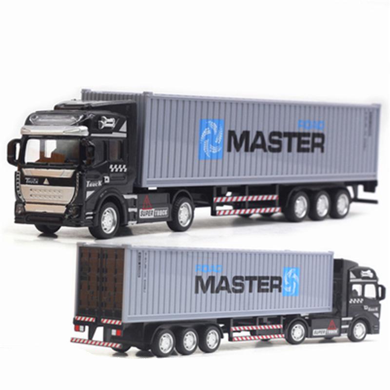 Alloy Big Truck Toy Car: Children's Model Trailer & Container Set
