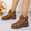 Women's Classic Velvet Leopard Print Short Boots, Vintage Fashionable Versatile Shoes with Excellent Durability and Anti-Slip Quality