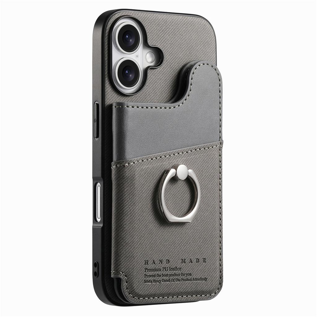 For iPhone 17 Case with Card Holder Kickstand Leather + TPU + PC Phone Cover
