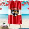 "Panthers Logo On Red Background" Patterned Beach Towel Quick Dry Perfect for Travel Outdoor Sports Jogging the Beach and Swimming