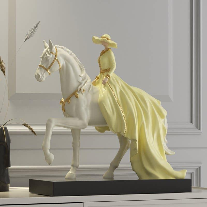 Luxury Equestrian Character Art Sculpture Modern Home Decor For Living Room TV Cabinet Office Desk Study Entrance Ornament