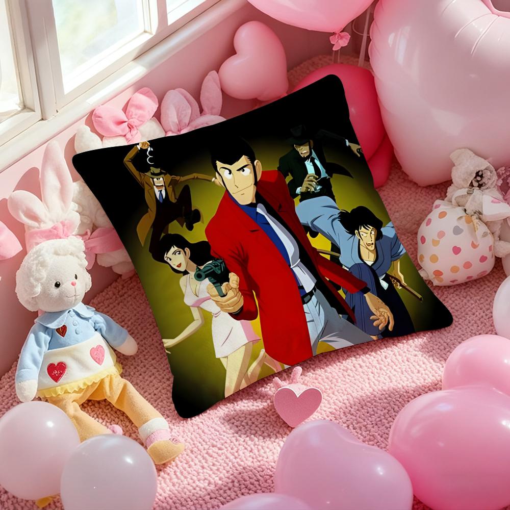 anime Lupin the Third Cushion Cover Pattern Printed Pillowcase for Living Room Sofa Cushion Cover & Bedroom Decor
