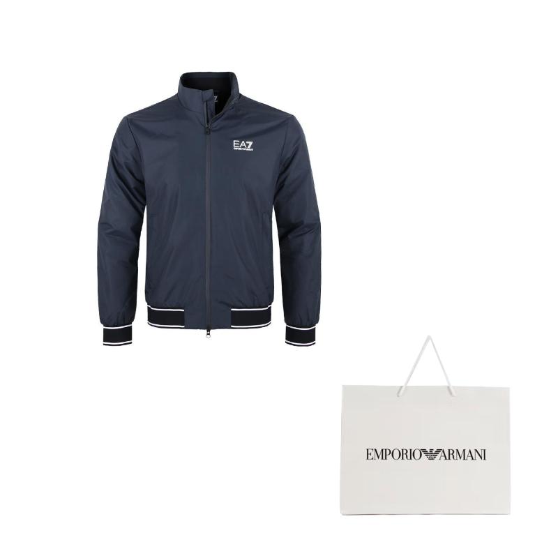 Emporio Armani FW23 EA7 Kollektion, Buchstabendruck Stehkragen Fleecegefüttert Reißverschlüsse Jacke Herren 6RPB07-PN27Z-1716