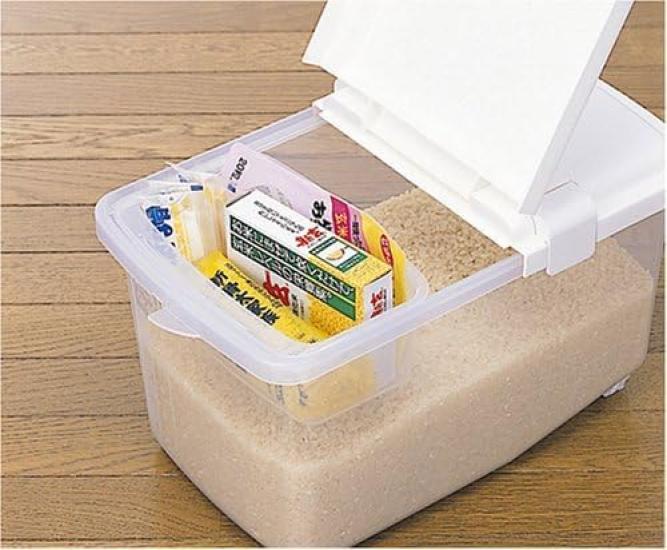 Inomata Chemical Rice Bin Revolution with Measuring Made In Set of 2 (Inomata-k) Cup, 5kg, Japan,