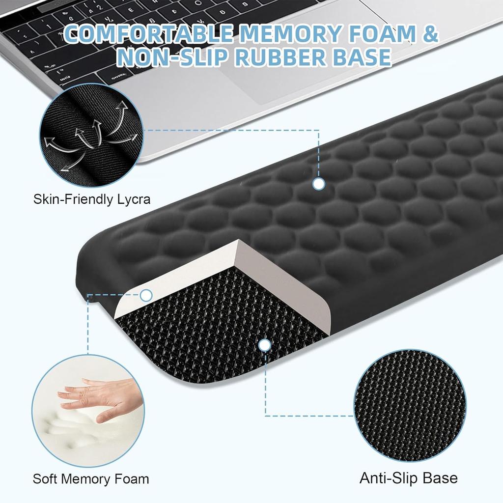 Elbow Pad for Desk, 2 Pack Memory Foam Keyboard Wrist Rest for L-Shaped Desk, Non-Slip Wrist Rest for Computer Keyboard, Elbow Pads for Office Home