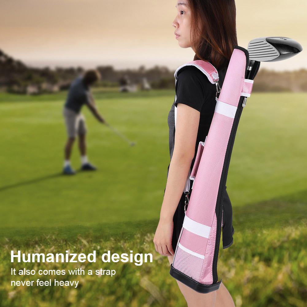 Portable Golf Club Nylon Storage Bag for Holding 3 Clubs (Pink)