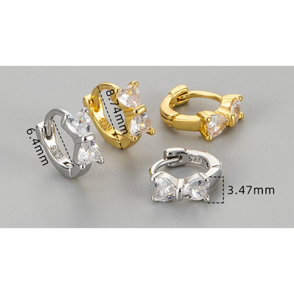 Bow Zircon Earrings, Earrings, Women's Niche High-end Design, Fashionable and Sweet Earrings.
