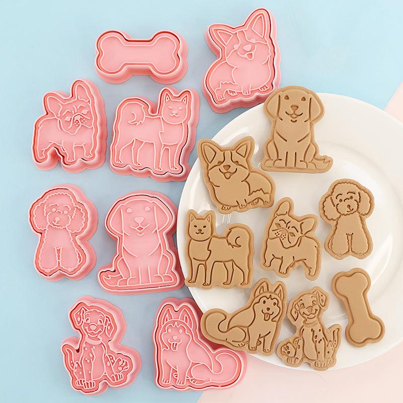 8 Stück/Set Plätzchenausstecher Kunststoff 3D Dinosaurierform Cartoon Pressbare Keksform Plätzchenstempel Küche Backen Gebäck Backzubehör
