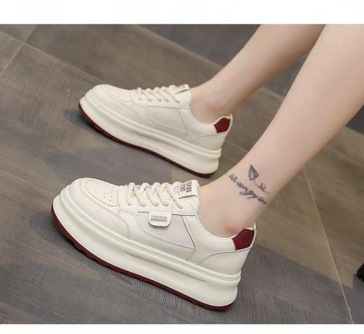 4-color Little White Shoes Women's Spring 2025 New Versatile Casual Leather Panel Shoes Niche Heightening Platform Single Shoes