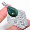 Indian Moss Agate Gemstone Handmade 925 Sterling Silver Jewelry Pendant 2.68"