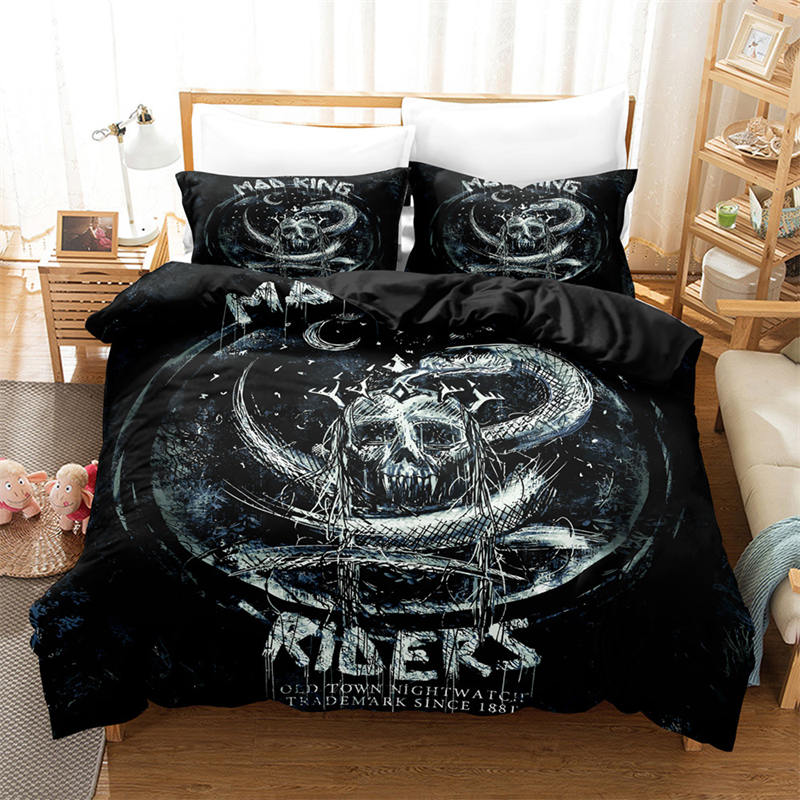 Gothic Skull Duvet Cover Sugar Skull Bedding Set Horror Theme Comforter Full Twin King For Boys Teens Adults Bedroom Decor