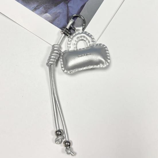 Leather Bag Pendant PU Leather Mini Bag Charm with Hand-Woven Rope