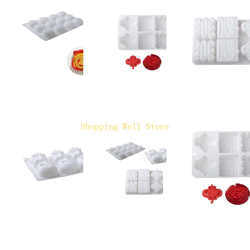 KX4B Silicone Cake Molds Traditional Chinese Fu Pattern Baking Accessories for Holiday Baking and Unique Dessert Creation