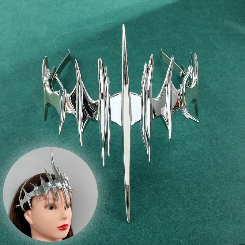 Luxuriöse Unregelmäßige Cyberpunk-Maske Übertreiben Silberne Farbe Gesichtsschmuck Charm Punk Rock Kopfaccessoires Für Frauen Männer Party Geschenk