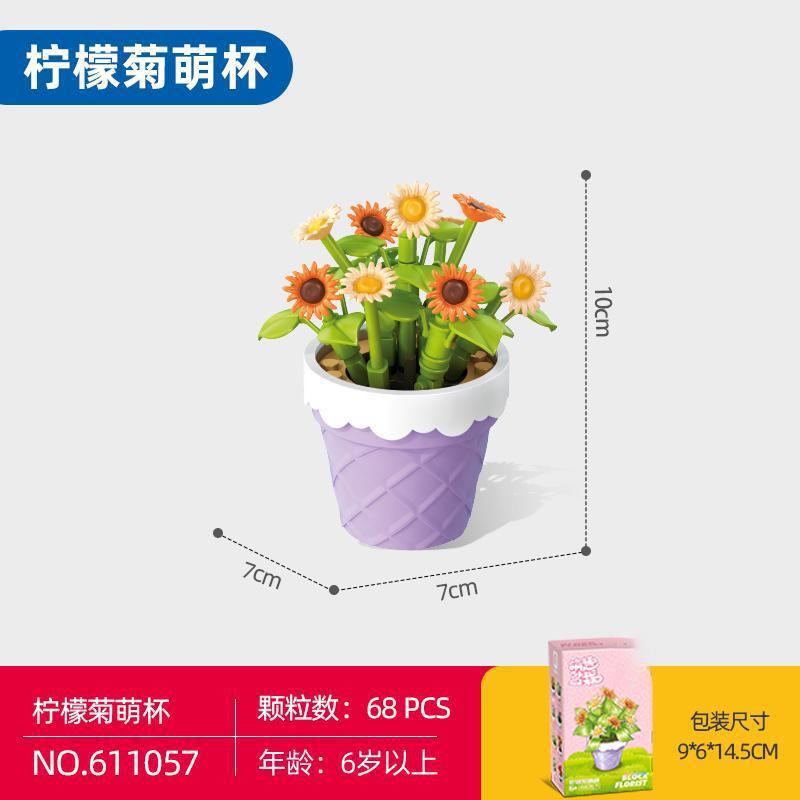 3D Miniature Potted Flowers Building Toys DIY Micro Particles Bonsai Plants Creative Educational STEM Gift for Adults Kids toys