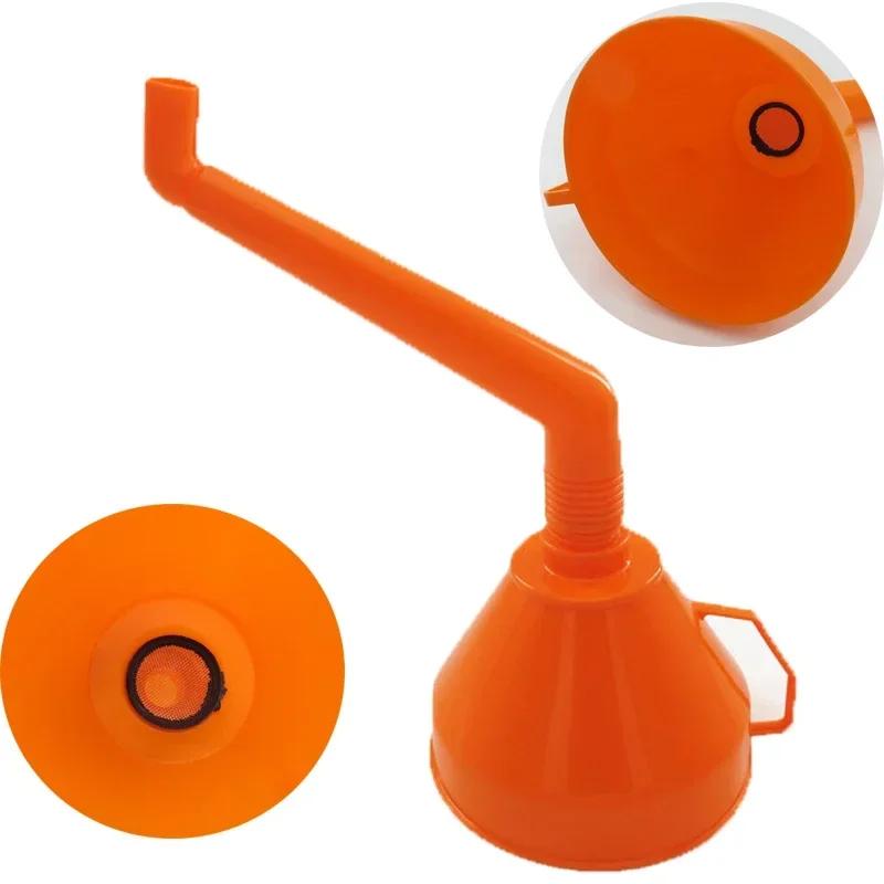 Filling Funnel with Filter Petrol Motorbike Engine Oil Funnel Hand-free Large Diameter Plastic Car Maintenance Filling Tool
