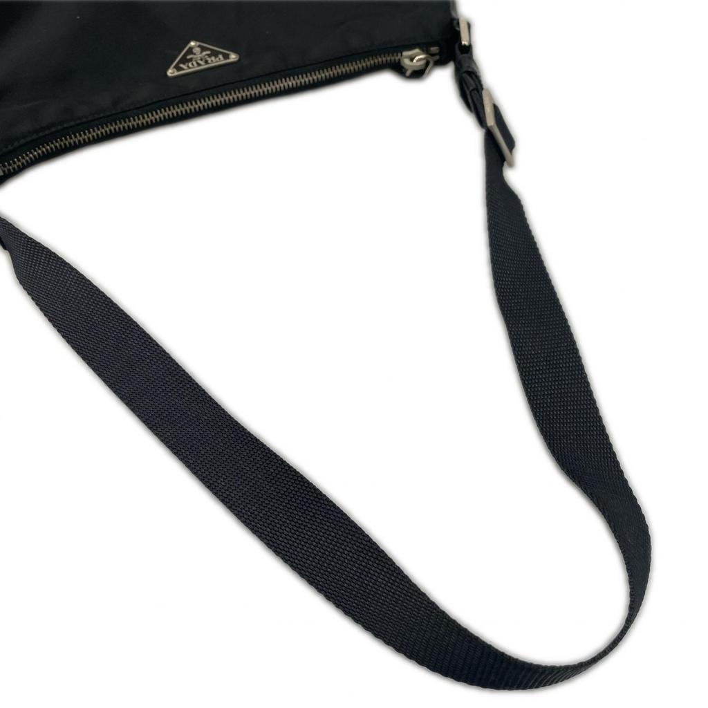 PRADA Hobo Triangle Logo Shoulder Bag black Women One Belt Pack used