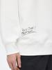 Men's White Embroidered Round Neck Hoodie - Spring/Autumn 2025, Slightly Loose Fit, Long Sleeve