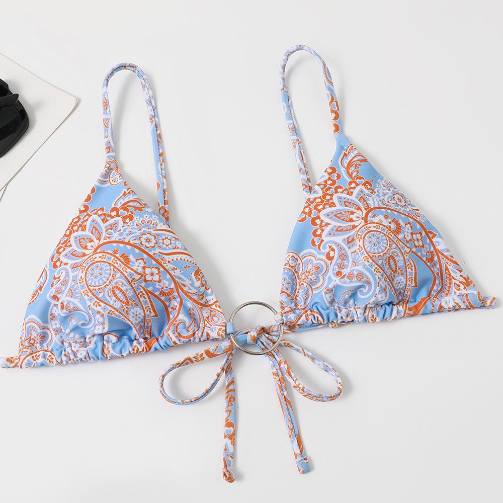 2023 Europäischer & Amerikanischer Damen Dreieck Schnürung Ringdruck Kreuz Cutout Sexy Bikini