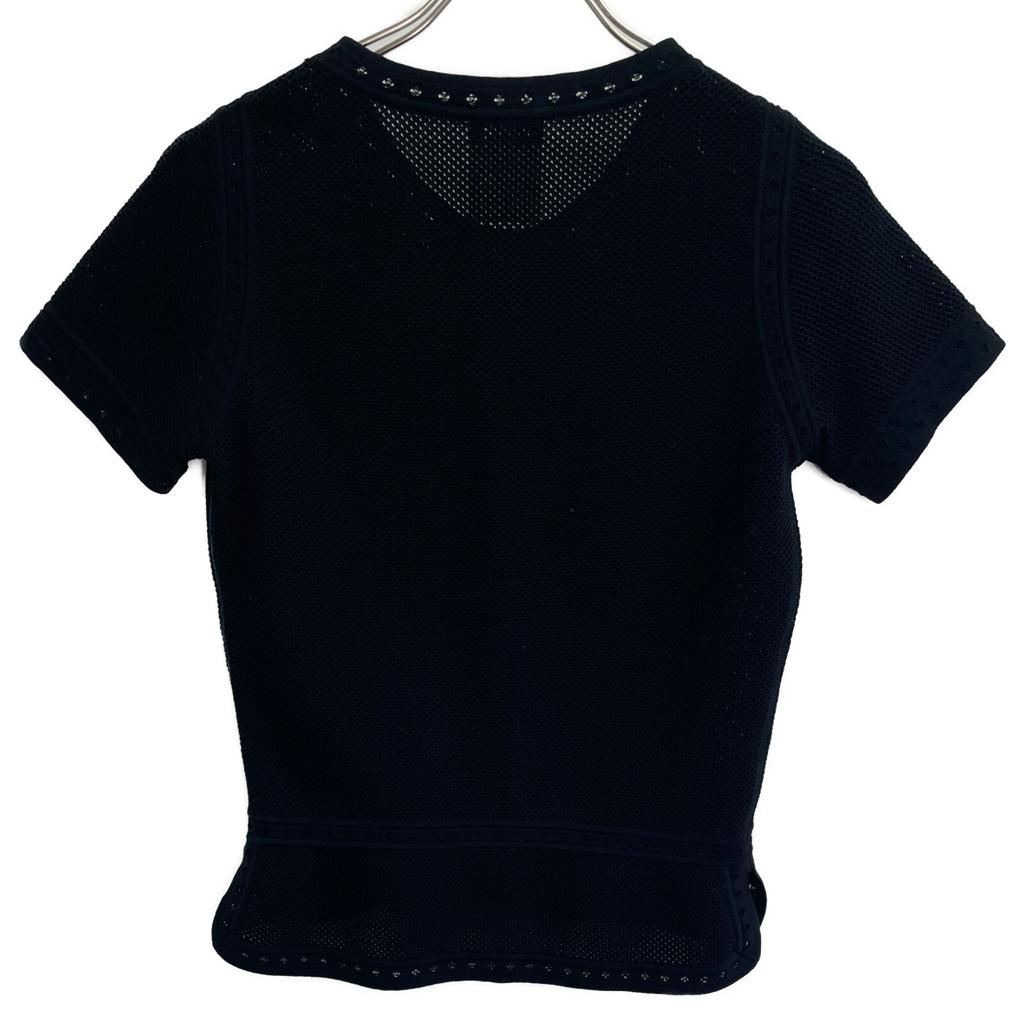 Chanel Black P51172 Cotton Knit T-Shirt Tops 34 blackUsed