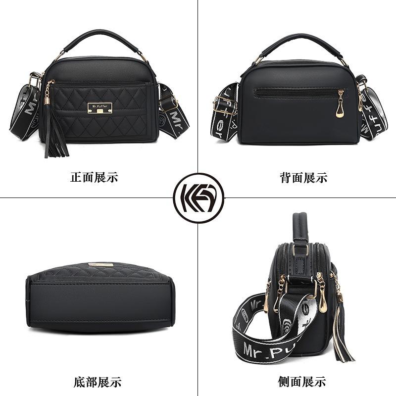 New Soft Leather Fringed Small Bag In Early Autumn, Women's Rhombus Portable Multi-layer Practical Single Shoulder Oblique Span Bag