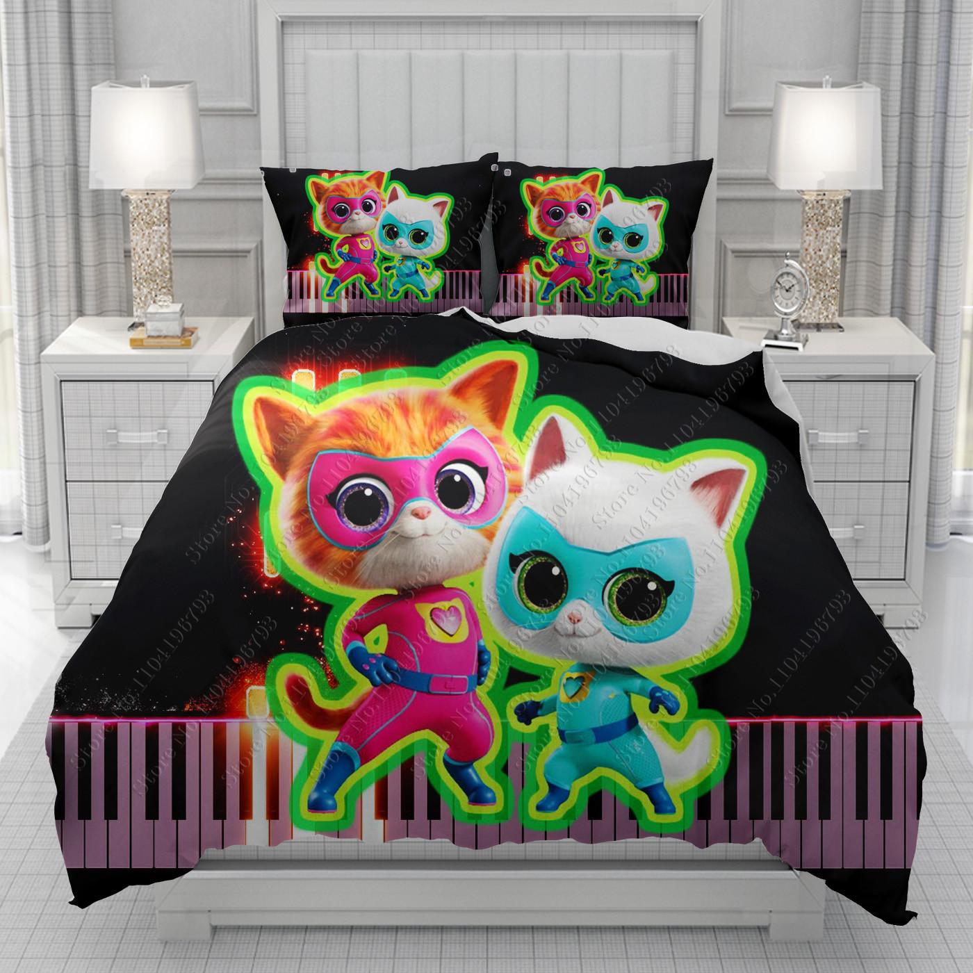 

Super Kitties Duvet Cover men women/Children KID Printing cute cartoon Bedding Set Comforter Bed Soft 228x228cm 3pcs