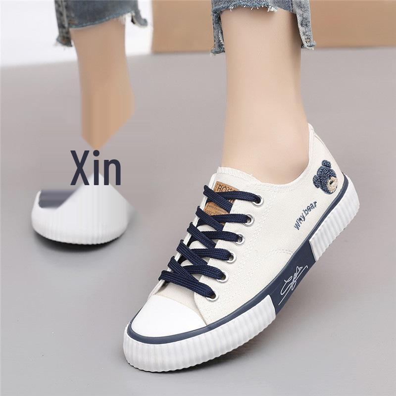 

Женские летние кеды Little Bear 2024 с низким верхом, повседневные, парусиновые, для скейтбординга - модные слипоны в корейском стиле 35