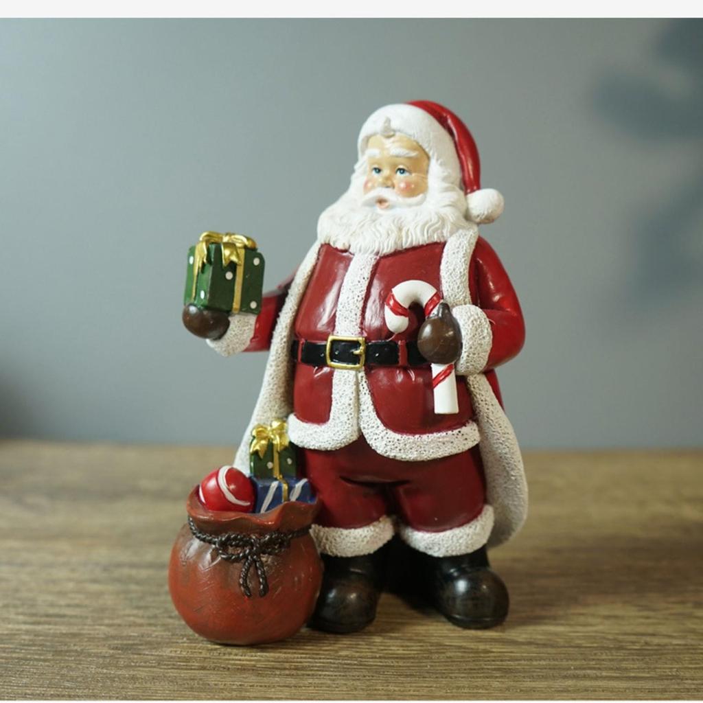Resin Santa Figurine Colorful Ornament Indoor for Mantel Display