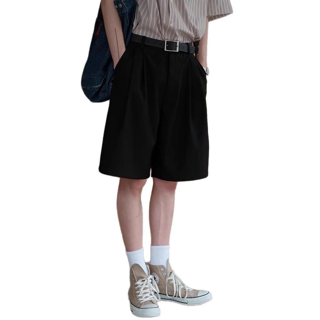 Wide-leg Casual Shorts Men's and Women's Loose Straight Down Pants Five-point Pants Retro Basic Solid Color Shorts