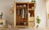 Wardrobe country house style oak 161x120x48 cm wood, 2 doors, 2 drawers, open shelves, with clothes rail, ideal for bedroom and hallway