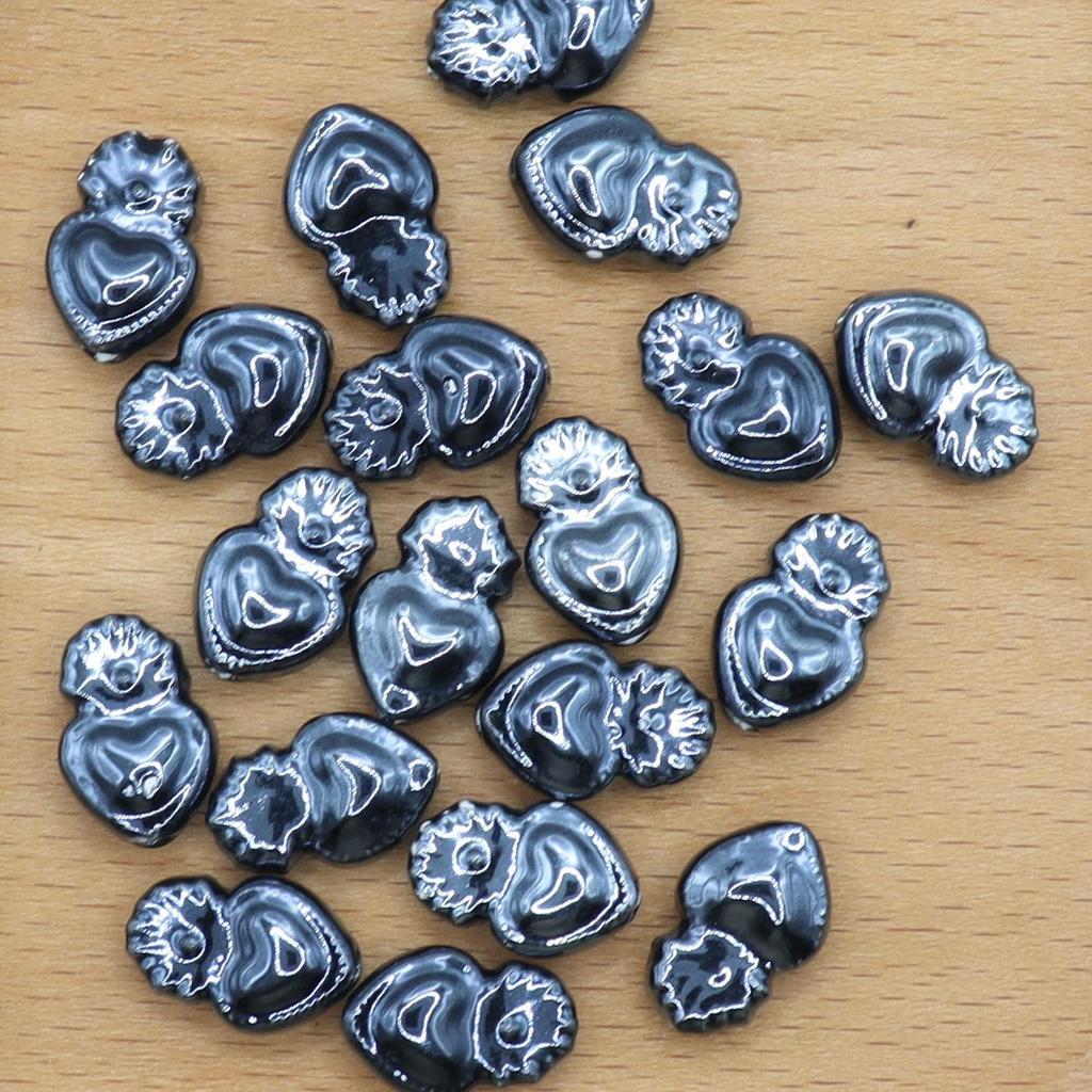 Glazed Ceramic Heart Beads with Vertical Holes for DIY Jewelry and Crafts