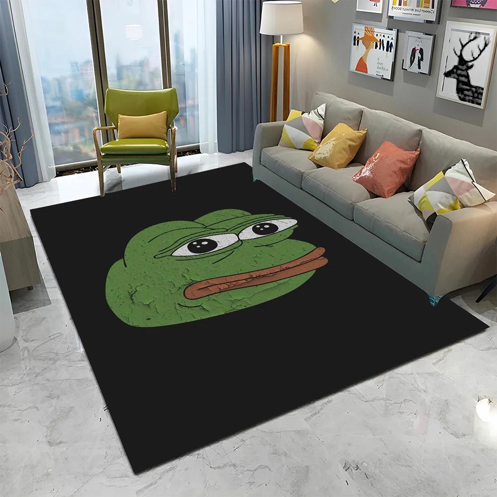 3D Pepe The Frog Face Cartoon Carpet Rug for Home Living Room Bedroom Sofa Doormat Decor,kids Play Area Rug Non-slip Floor Mat