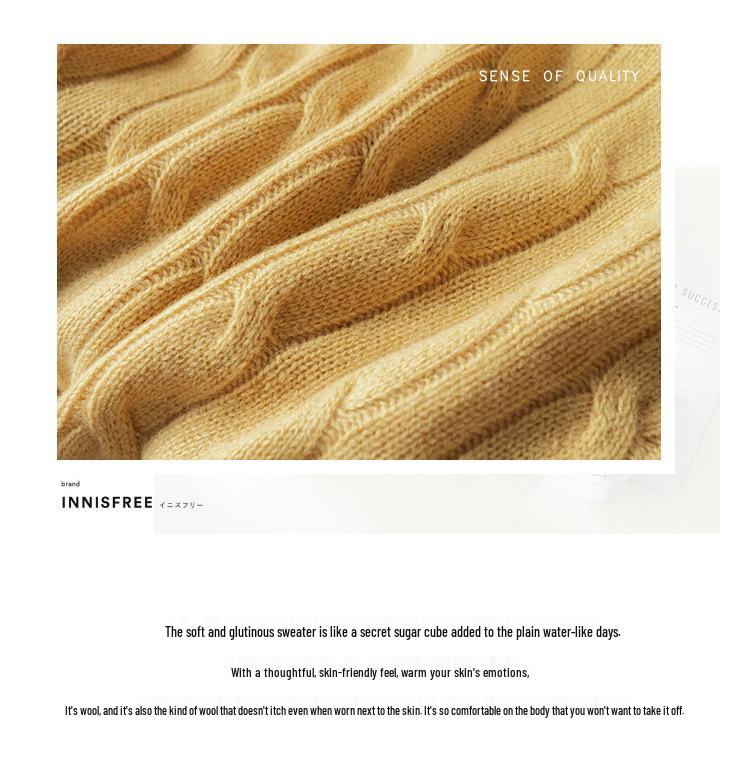 2025 Puyuan Women's Casual Cable Knit Stand Collar Zipper Sweater - 100% Wool, Autumn/Winter Collection.