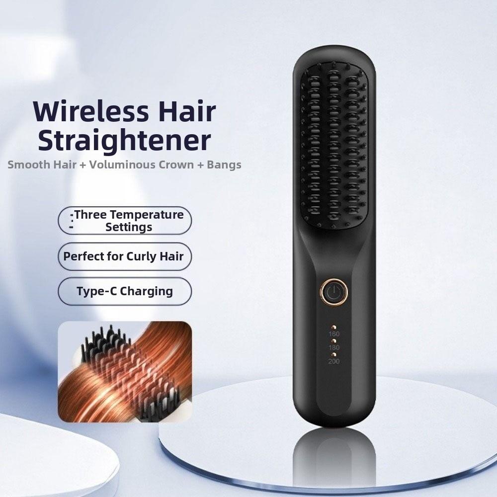 Fast Heating Hair Straightener Brush USB Rechargeable Electric Styling Comb Home Use