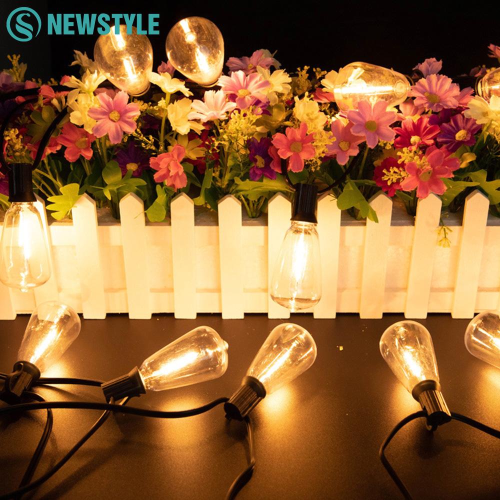 ST38 String Lights Outdoor Garland Connectable Shatterproof Waterproof Plastic LED Bulb Dimmable Patio Garden Decor Fairy Lighst