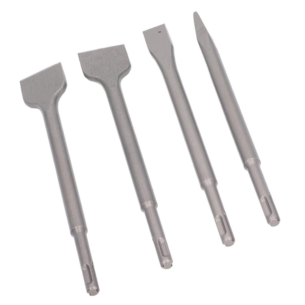 4PCS Electric Hammer Chisels Round Shank Point and Flat Chisel Set for Stone Concrete Brick Wall