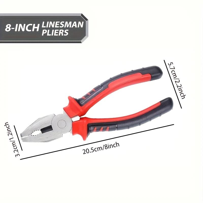 

Набор 8-дюймовых промышленных плоскогубцев из высокоуглеродистой стали - многофункциональный инструмент электрика с кусачками и отверткой, прочная металлическая конструкция 1pc