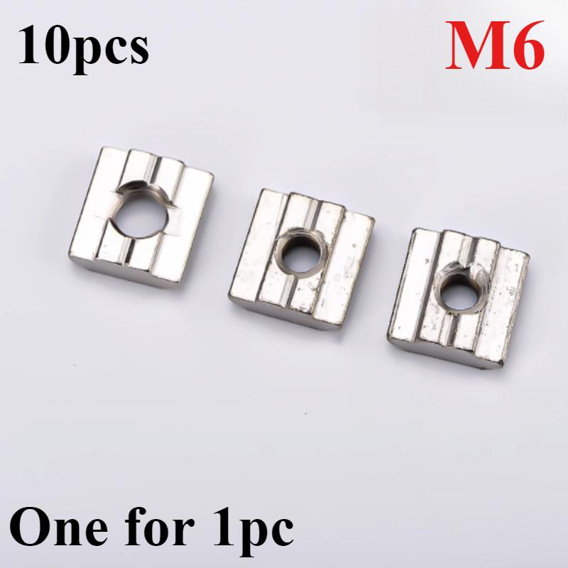 10pcs/set T-Track Sliding Hammer Nut T Block Square Nut Standard Ship Type Nut Screw M3 M4 M5 M6 Automotive Components