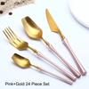 24 Pcs Mirror Matte Stainless Steel Black Gold Silver Cutlery Dinnerware Tableware Knife Spoon Fork Flatware Set Dishwasher Safe