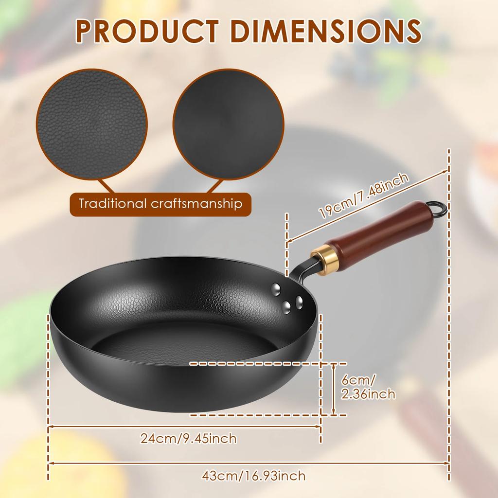 24/28cm Nonstick Frying Pan Iron Stir Fry Pans Steak Cooking Pot Skillet Saucepan Induction Pre-Seasoned Cast Iron Skillet