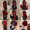 New Year Red Autumn and Winter Velvet Bead Diamond Bow Hairpin Sweet Internet Celebrity Head Senior Hair Accessories 