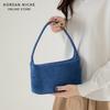 Underarm Bag for Women, Korean Version Suede Patchwork Design, High-end, Fashionable, Versatile, Hand-held Shoulder Bag for Women
