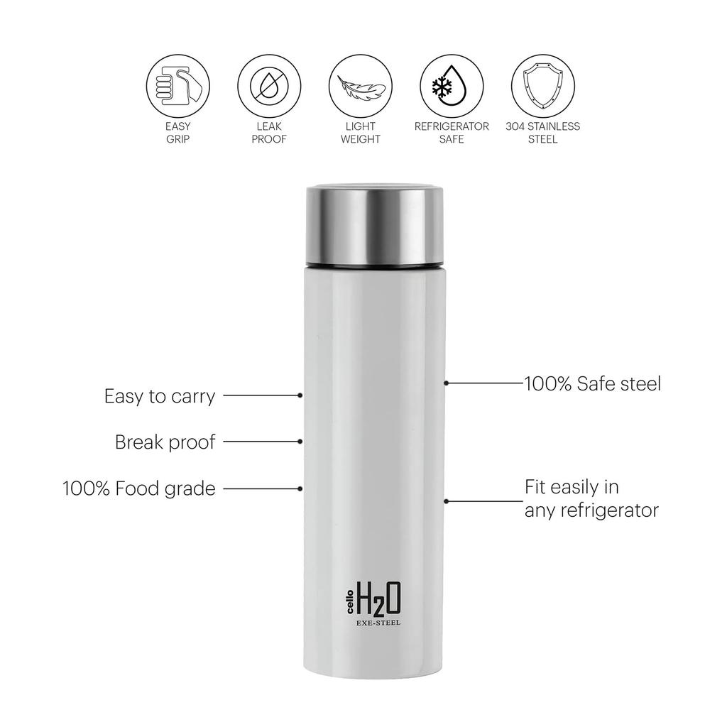 Stainless Steel Water Bottle 1L For Gym Travel Office Use | Leakproof Rust-Proof Design | Sleek White BPA-Free Hydration Bottle