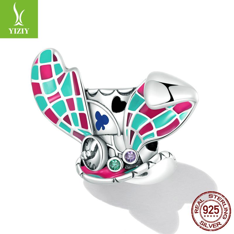 Rabbit Ear Magic Hat 925 Silver Bracelet Beads Contrasting Color Design Loose Bead String Scc2243