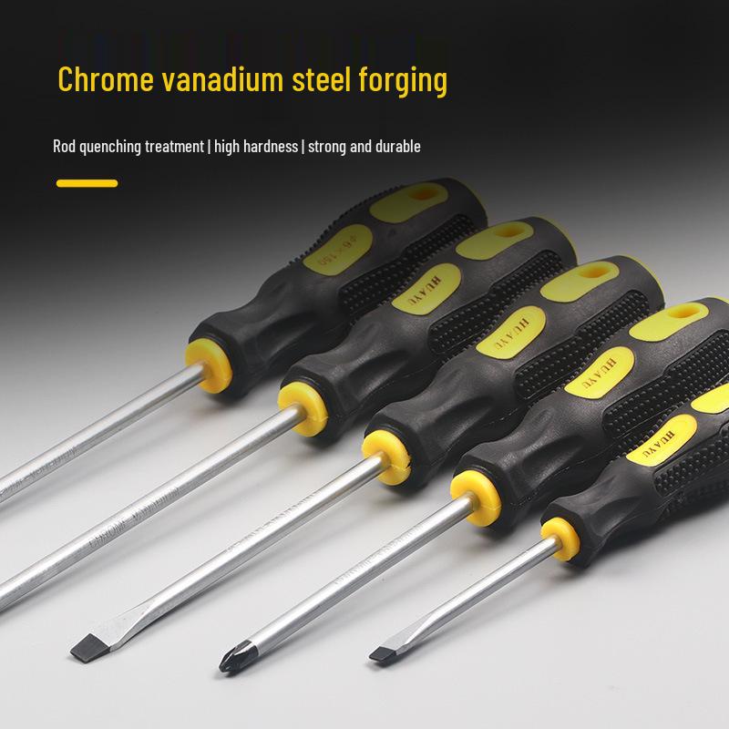Industrial Rubberized Phillips and Slotted Screwdriver with Magnetic Bit and Non-Slip Handle.