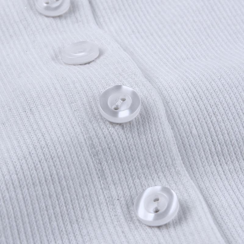Buttons Summer Crop Top T-shirt Women Corset Skinny Knitted Tee Shirt Femme Casual Basic Sexy Tshirt Woman