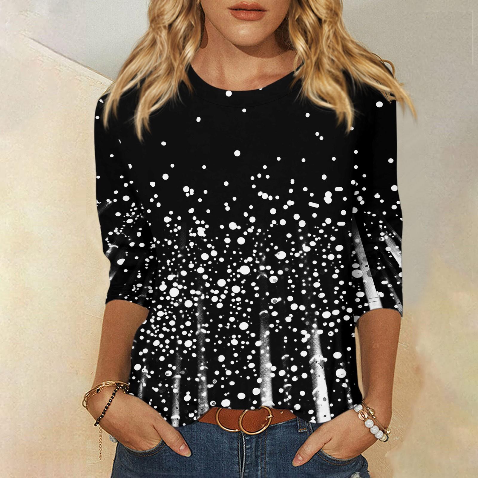 

Жіноча модна повсякденна футболка з круглим вирізом і рукавом 3/4 з принтом XL білий